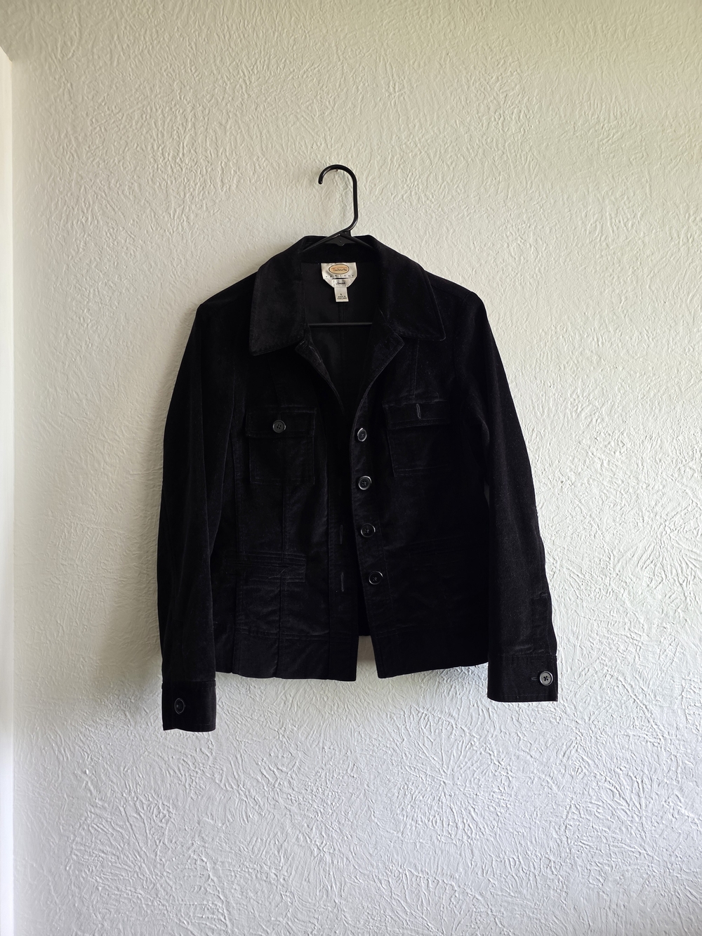 Talbots Women’s Black Velour Button-Front  Jacket